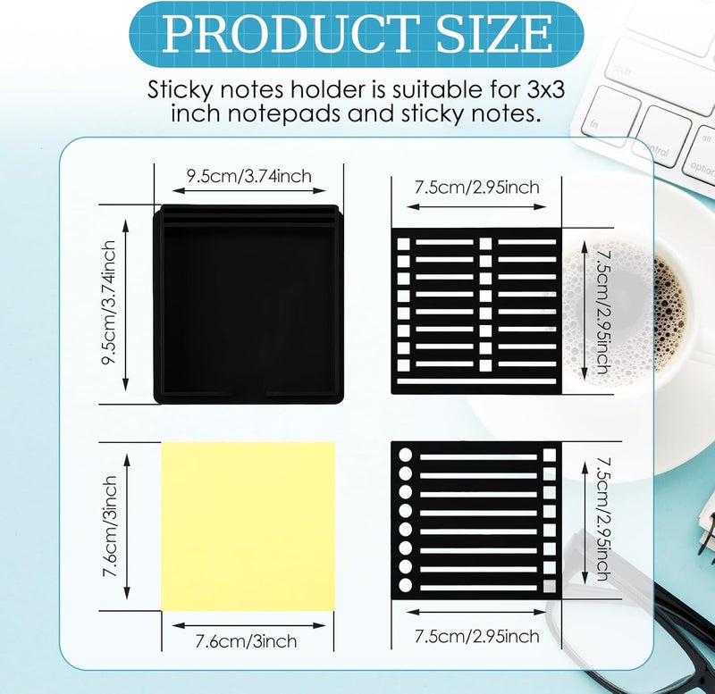 KiBcsLic Sticky Note Holder with Stencil, Sticky Note Dispenser, Note Pad Holder Note Template Organizer for Classroom, Home, Office, Black - Image 3